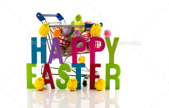 shopping cart with easter eggs (Misc) Photo Download