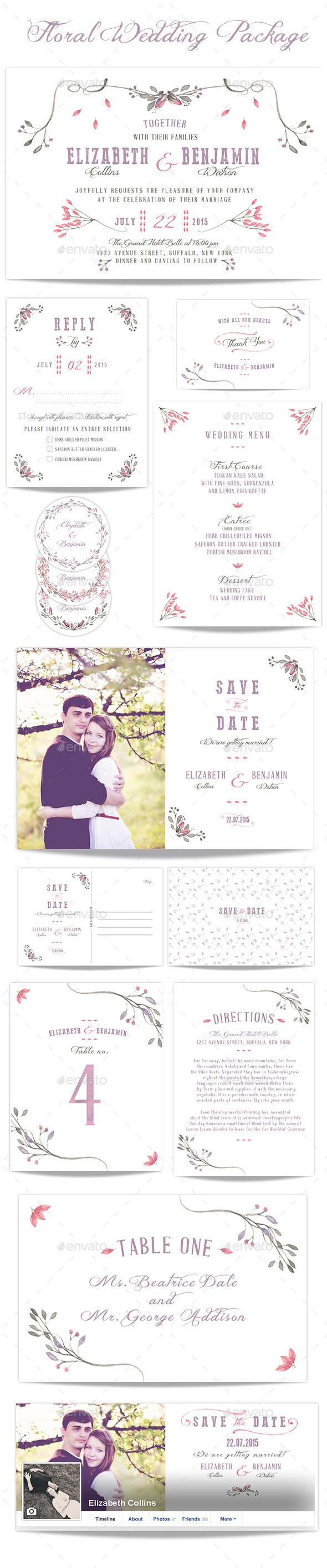 GraphicRiver Floral Wedding Package 10534639 GraphicRiver Floral Wedding Package 10534639