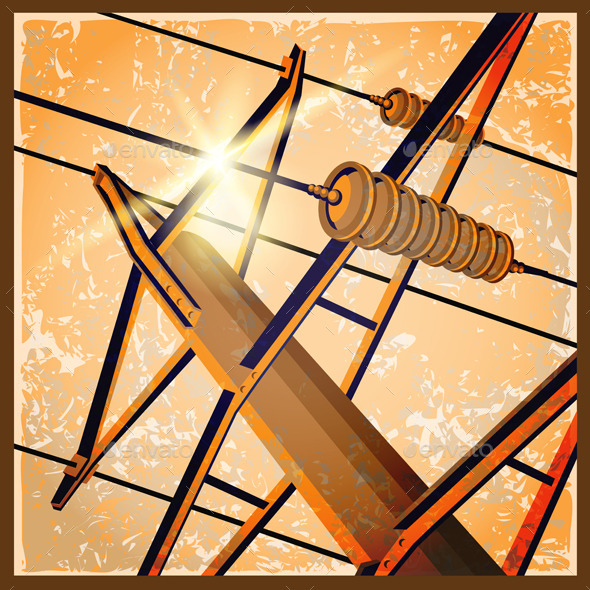 GraphicRiver Old Poster with a High-Voltage Lines 10536921 GraphicRiver Old Poster with a High-Voltage Lines 10536921