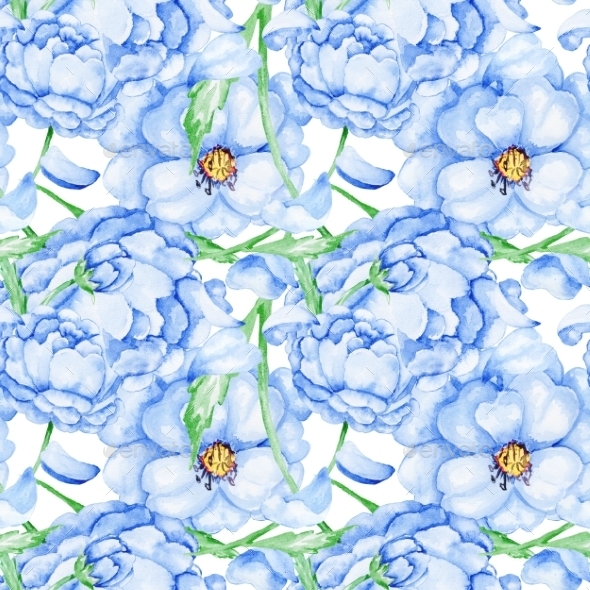 GraphicRiver Watercolor Blue Flower Pattern 10537339 GraphicRiver Watercolor Blue Flower Pattern 10537339