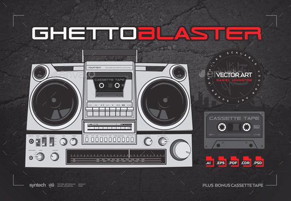 GraphicRiver Ghetto Blaster Boombox with Cassette Tape 10391217 GraphicRiver Ghetto Blaster Boombox with Cassette Tape 10391217