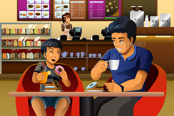 GraphicRiver Father and Son Eating Breakfast 10538397 GraphicRiver Father and Son Eating Breakfast 10538397