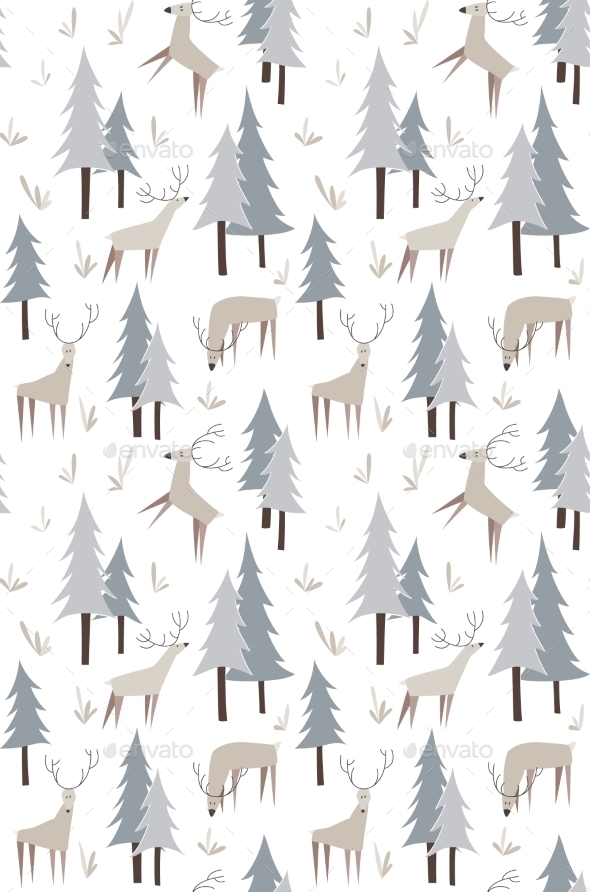 GraphicRiver Deer and Trees Pattern 10544073 GraphicRiver Deer and Trees Pattern 10544073