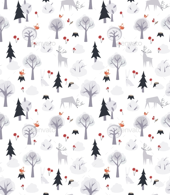 GraphicRiver Deer and Trees Pattern 10544077 GraphicRiver Deer and Trees Pattern 10544077