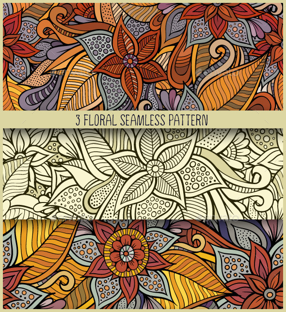 GraphicRiver 3 Floral Seamless Pattern 10545091 GraphicRiver 3 Floral Seamless Pattern 10545091