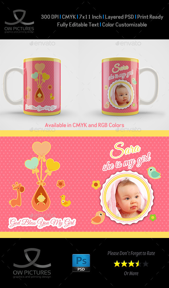 Girl Born Mug Art Design Template (Miscellaneous)