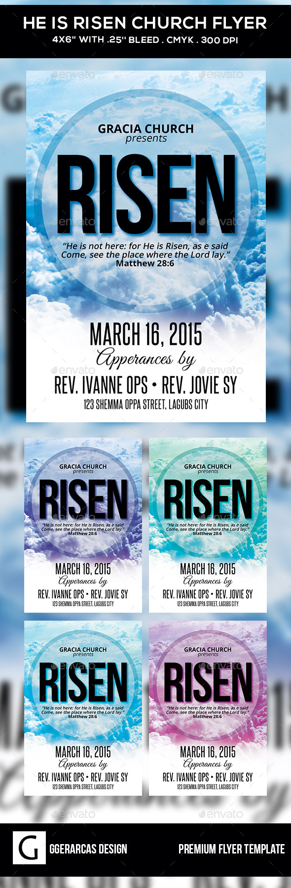 GraphicRiver He Is Risen Church Flyer 10547761 GraphicRiver He Is Risen Church Flyer 10547761