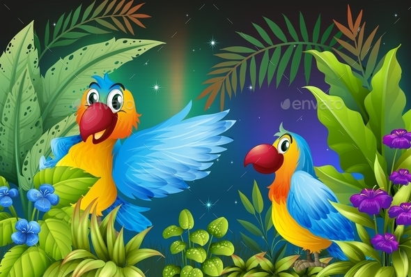 GraphicRiver Two Birds in a Dark Forest 10548271 GraphicRiver Two Birds in a Dark Forest 10548271