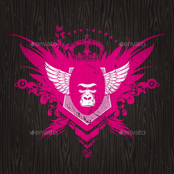 GraphicRiver Abstract Heraldic Emblem with Gorilla 10550171 GraphicRiver Abstract Heraldic Emblem with Gorilla 10550171