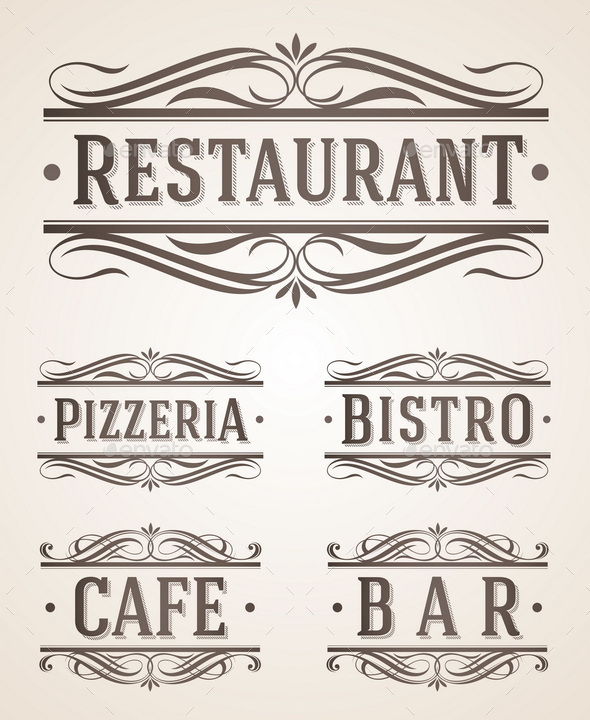 GraphicRiver Vintage Restaurant and Cafe Labels and Signs 10550711 GraphicRiver Vintage Restaurant and Cafe Labels and Signs 10550711