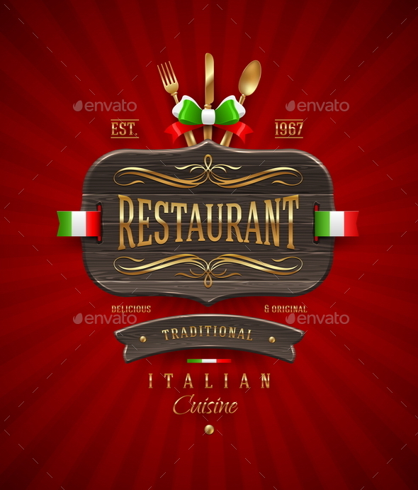 GraphicRiver Vvintage Wooden Signboard of Italian Restaurant 10550804 GraphicRiver Vvintage Wooden Signboard of Italian Restaurant 10550804