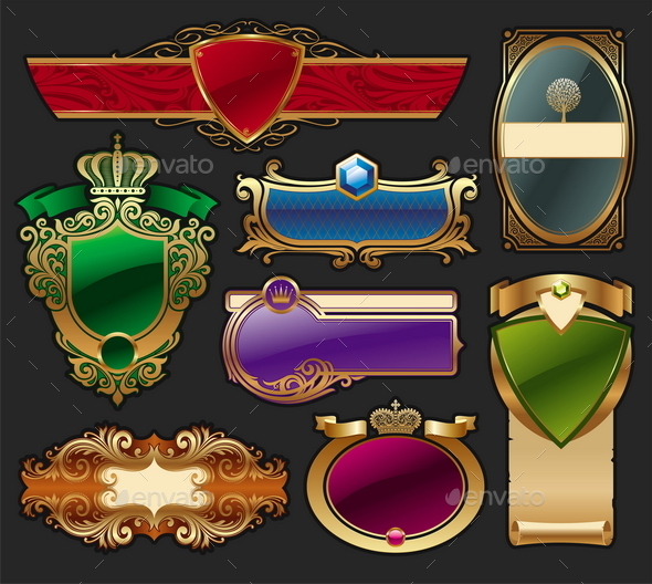 GraphicRiver Set of Golden Luxury Framed Label 10550811 GraphicRiver Set of Golden Luxury Framed Label 10550811
