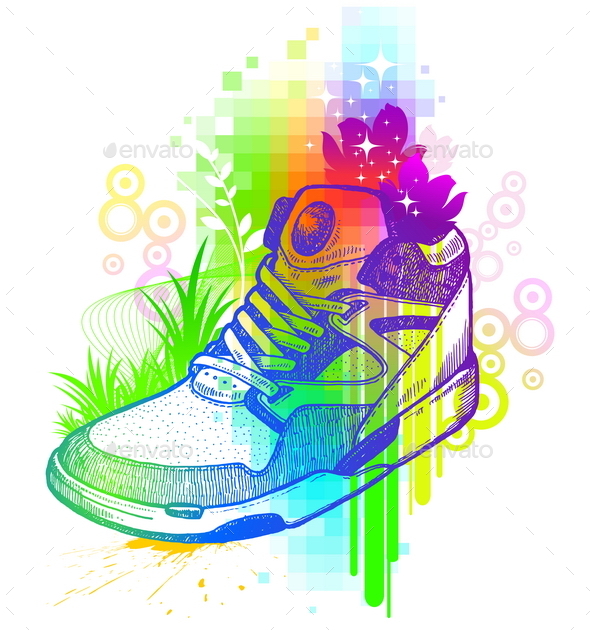 Abstract Colorful Illustration with Sneaker (Objects)