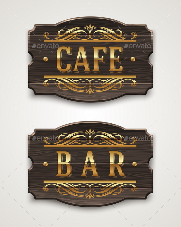 GraphicRiver Vintage Wooden Signboards for Cafe and Bar 10556637 GraphicRiver Vintage Wooden Signboards for Cafe and Bar 10556637