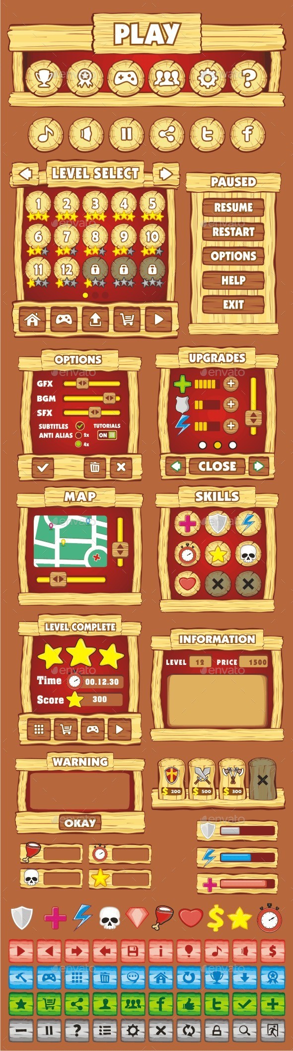 GraphicRiver cartoon game gui pack 11 10563663 GraphicRiver cartoon game gui pack 11 10563663