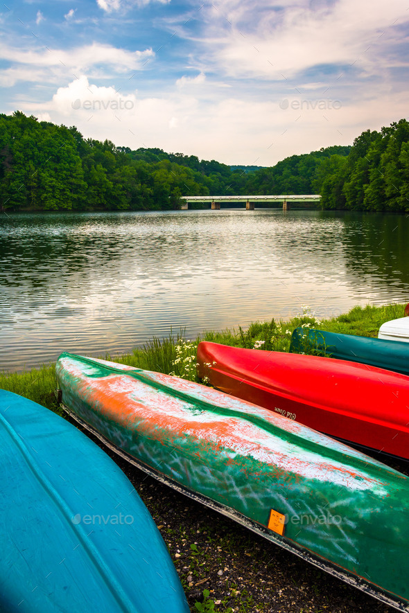 Canoes along the shore of Prettyboy Reservoir in Baltimore, Mary (Misc) Photo Download