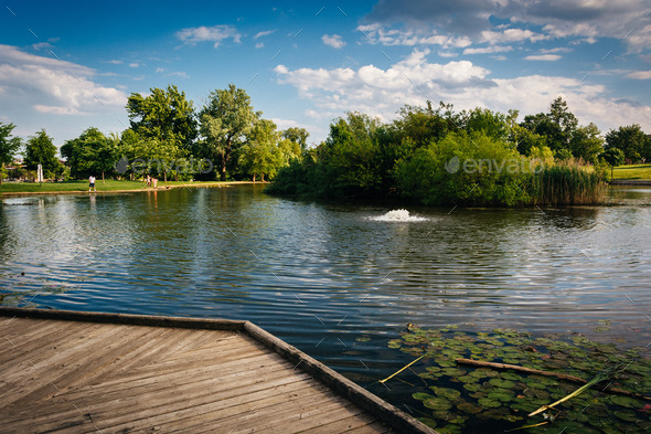 Boardwalk and pond at Patterson Park in Baltimore, Maryland. (Misc) Photo Download