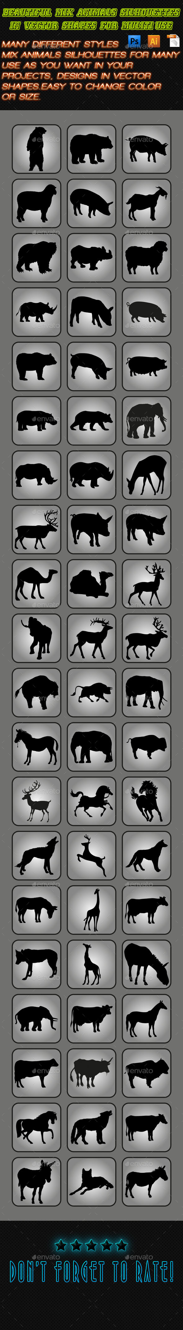 Mix Animals Silhouettes 01 (Animals)