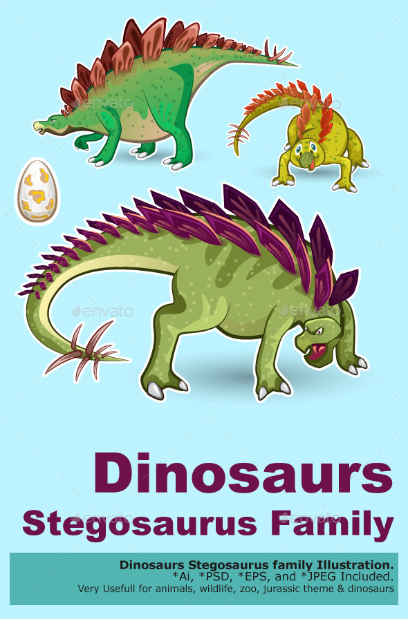 GraphicRiver Stegosaurus Dinosaurs Sticker Collection Set 10570246 GraphicRiver Stegosaurus Dinosaurs Sticker Collection Set 10570246