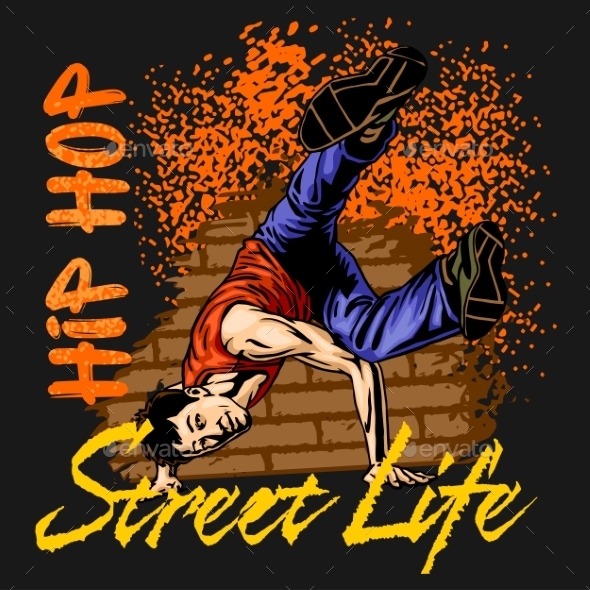 GraphicRiver Hip Hop Dancer on Grunge Background 10571190 GraphicRiver Hip Hop Dancer on Grunge Background 10571190
