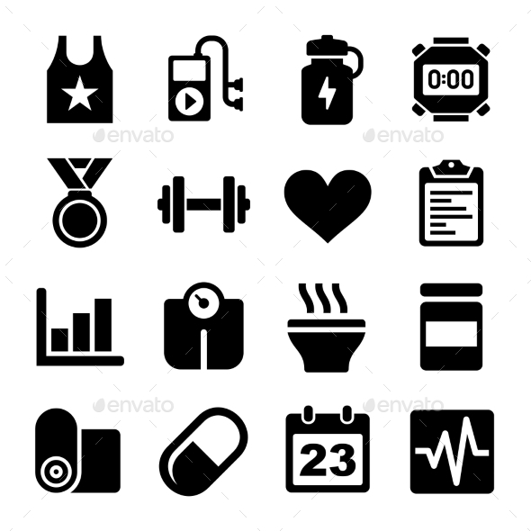 GraphicRiver Fitness and Health Icons Set 10572994 GraphicRiver Fitness and Health Icons Set 10572994