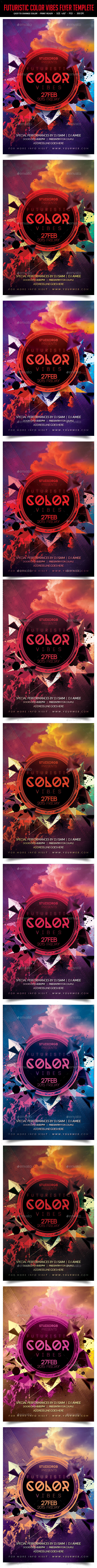 Futuristic Color Vibes Flyer Template (Clubs & Parties)