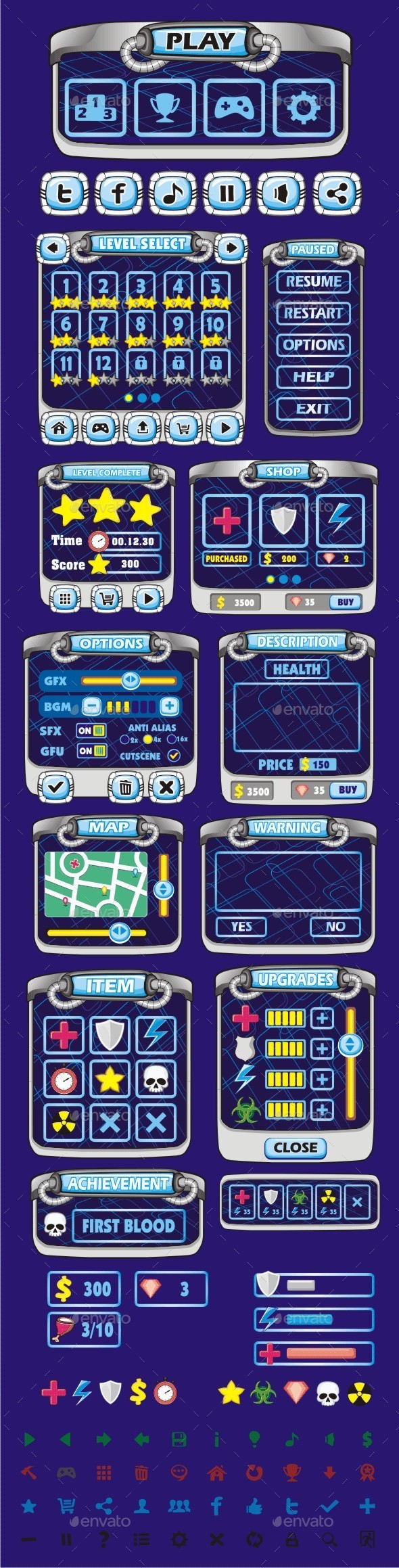 GraphicRiver cartoon game gui pack 12 10575267 GraphicRiver cartoon game gui pack 12 10575267