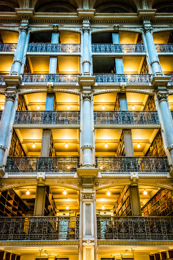 Upper levels of the Peabody Library in Mount Vernon, Baltimore,