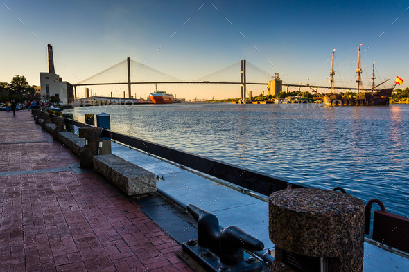 Talmadge Memorial Bridge over the Savannah River in Savannah, Ge
