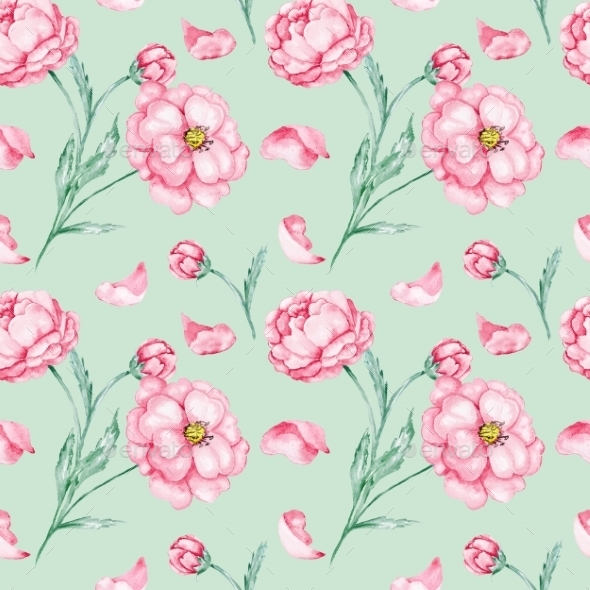 GraphicRiver Watercolor Pattern with Red Flowers 10576597 GraphicRiver Watercolor Pattern with Red Flowers 10576597