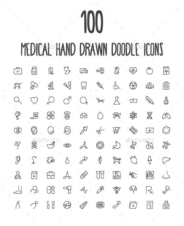 GraphicRiver 100 Medical Hand Drawn Doodle Icons 10576624 GraphicRiver 100 Medical Hand Drawn Doodle Icons 10576624