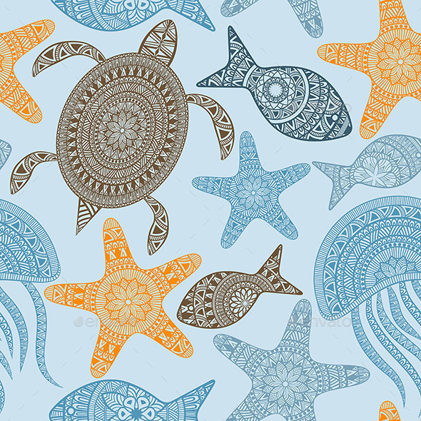 GraphicRiver Seamless Pattern with Turtles 10580145 GraphicRiver Seamless Pattern with Turtles 10580145