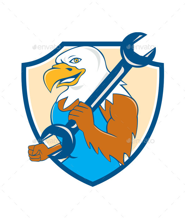 GraphicRiver American Bald Eagle Mechanic Wrench Shield 10580234 GraphicRiver American Bald Eagle Mechanic Wrench Shield 10580234