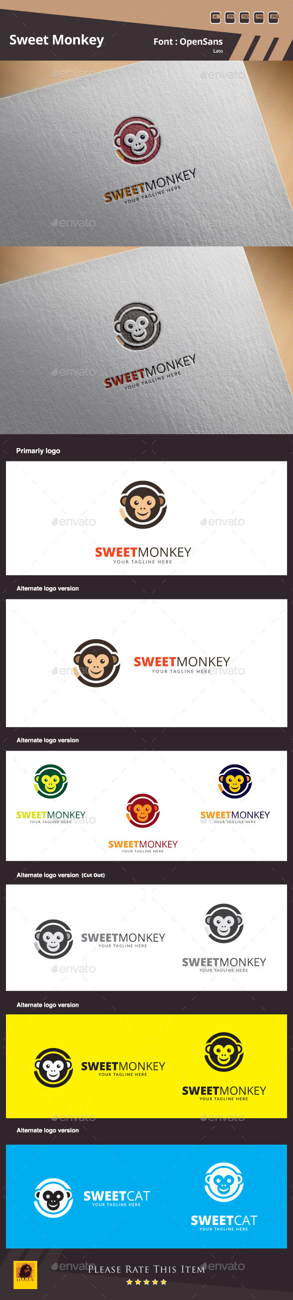 GraphicRiver Sweet Monkey Logo Template 10581245 GraphicRiver Sweet Monkey Logo Template 10581245