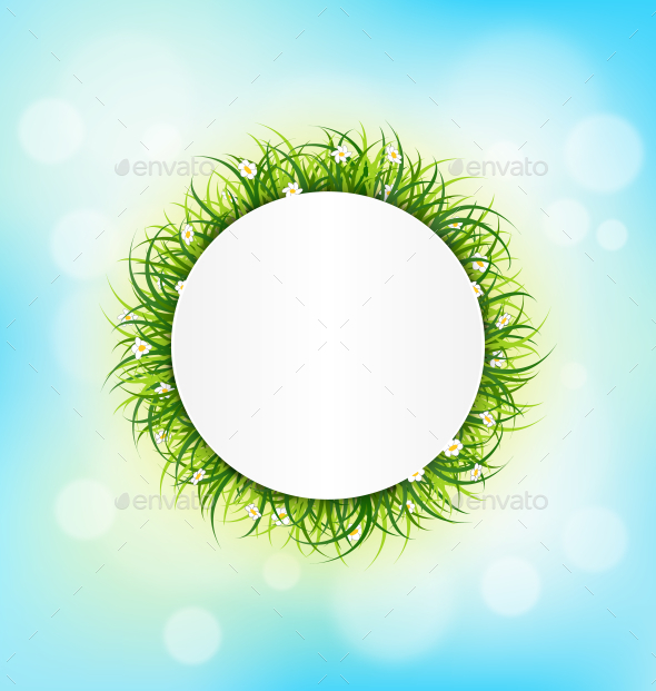 Circle Frame with Green Grass (Flowers & Plants)