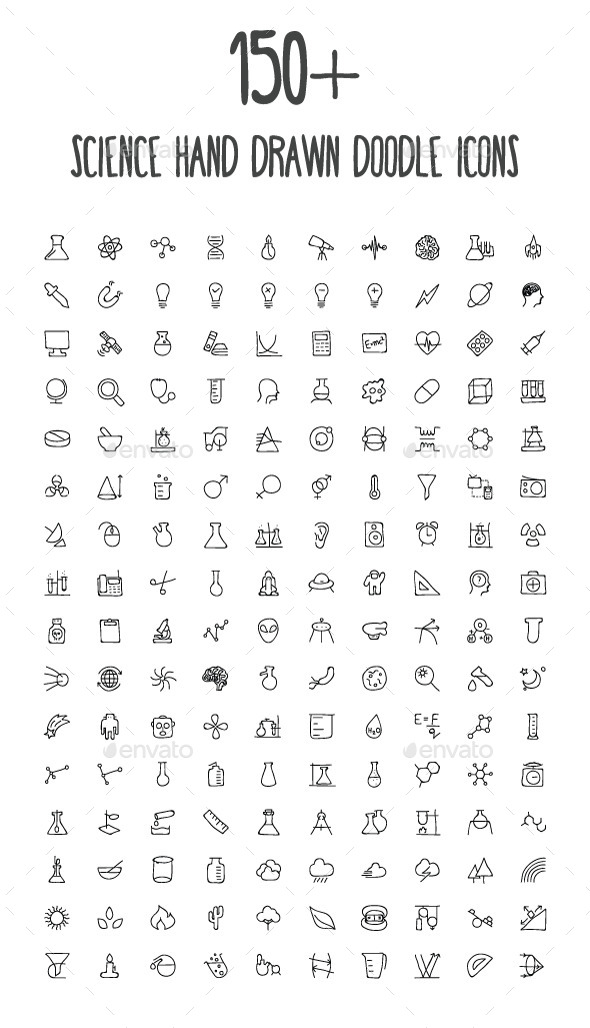 GraphicRiver 150& Science Hand Drawn Doodle Icons 10583345 GraphicRiver 150& Science Hand Drawn Doodle Icons 10583345