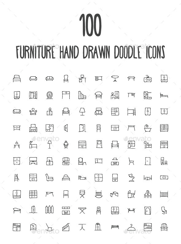 GraphicRiver 100 Furniture Hand Drawn Doodle Icon 10583415 GraphicRiver 100 Furniture Hand Drawn Doodle Icon 10583415
