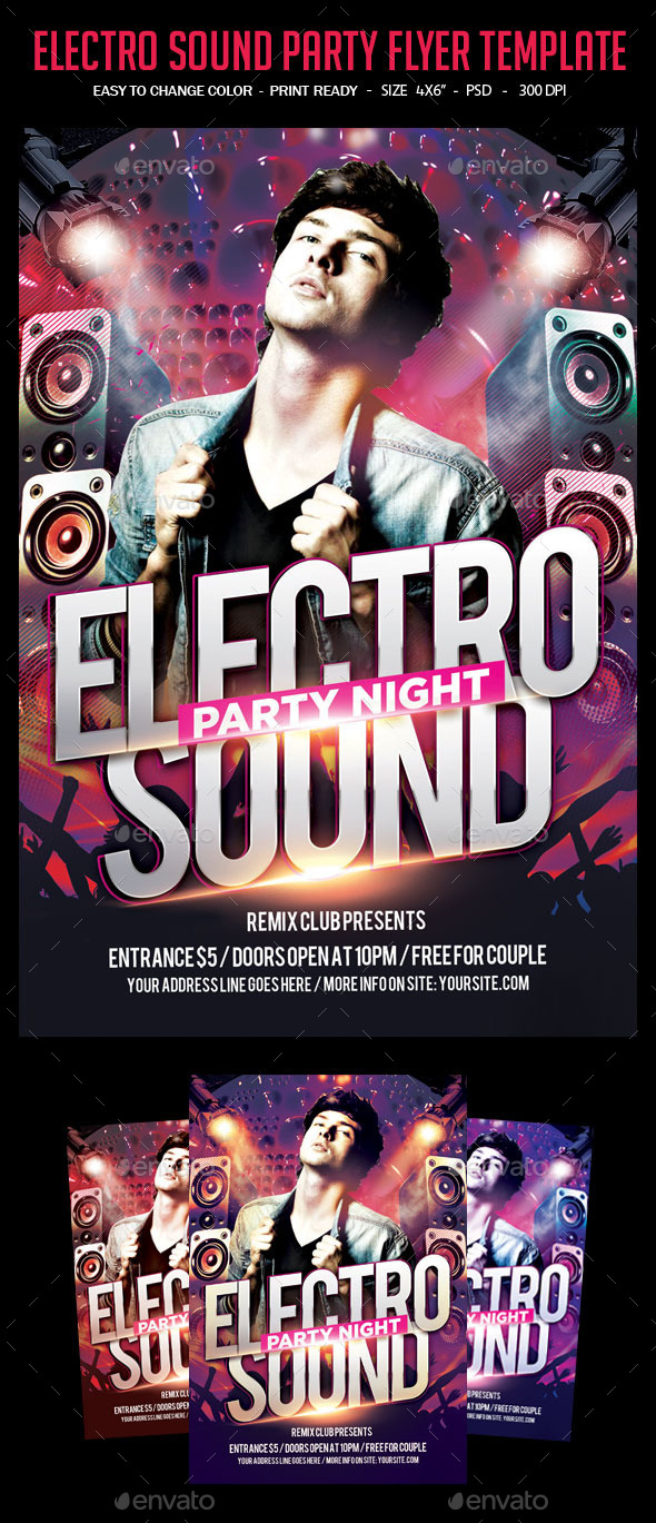 Electro Sound Party Flyer Template (Clubs & Parties)