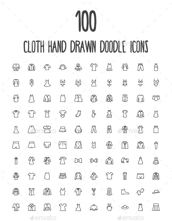 GraphicRiver 100 Cloth Hand Drawn Doodle Icons 10583541 GraphicRiver 100 Cloth Hand Drawn Doodle Icons 10583541