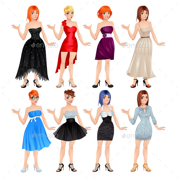 GraphicRiver Female Avatar with Dresses and Shoes 10584005 GraphicRiver Female Avatar with Dresses and Shoes 10584005