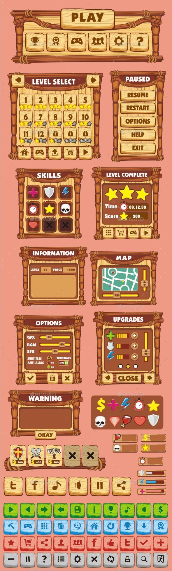 GraphicRiver cartoon game gui pack 13 10587728 GraphicRiver cartoon game gui pack 13 10587728