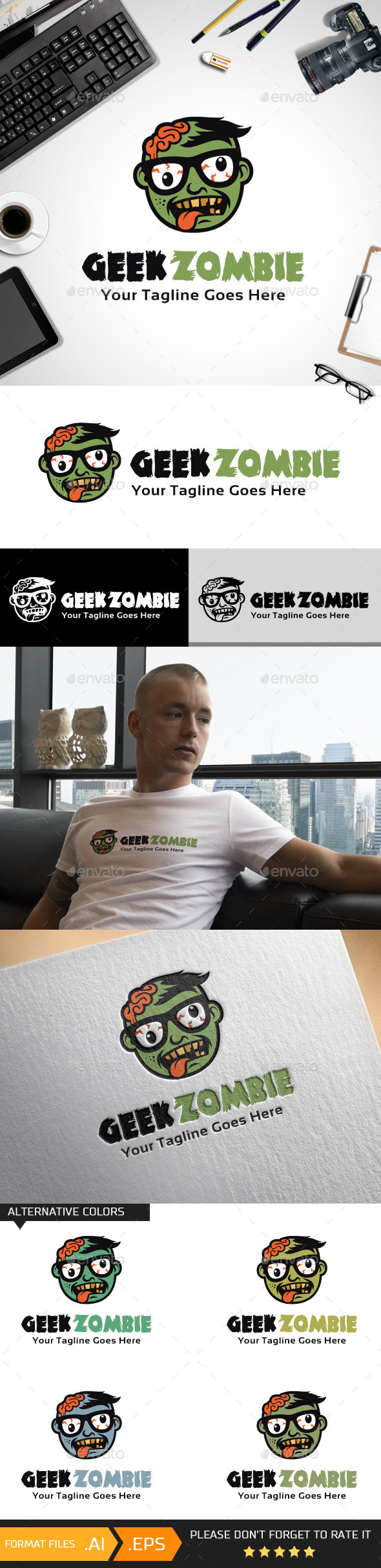 Geek Zombie Logo Template (Humans)