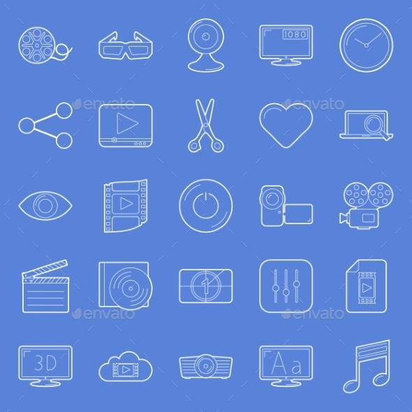 GraphicRiver Video Thin Lines Icons Set 10595934 GraphicRiver Video Thin Lines Icons Set 10595934