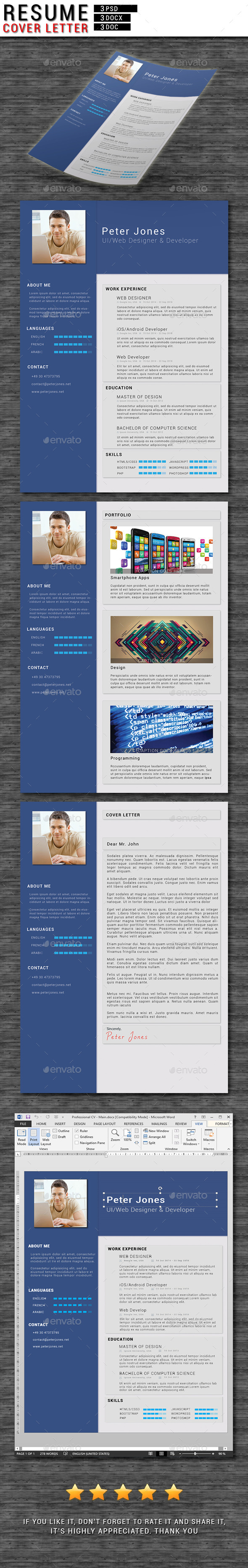 GraphicRiver 3 Piece Resume CV Cover Letter 10599200 GraphicRiver 3 Piece Resume CV Cover Letter 10599200