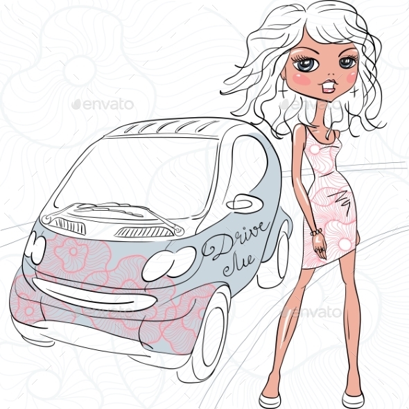 GraphicRiver Fashion Girl Near a Car 10599203 GraphicRiver Fashion Girl Near a Car 10599203