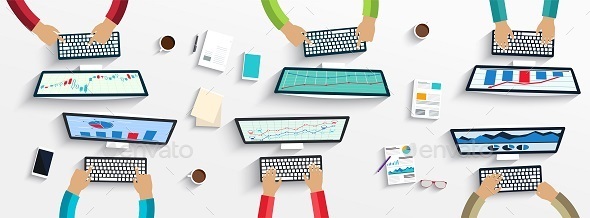 GraphicRiver Group of People Working Using Digital Devices 10600735 GraphicRiver Group of People Working Using Digital Devices 10600735