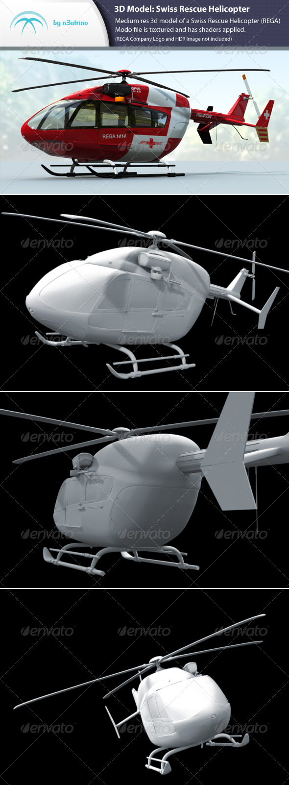 Swiss Rescue Helicopter - 3DOcean Item for Sale