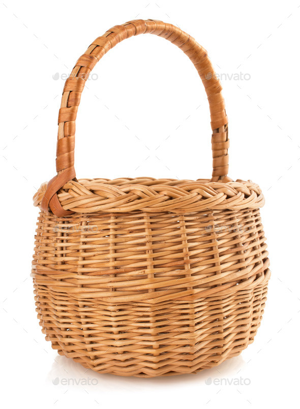 wicker basket on white background (Misc) Photo Download