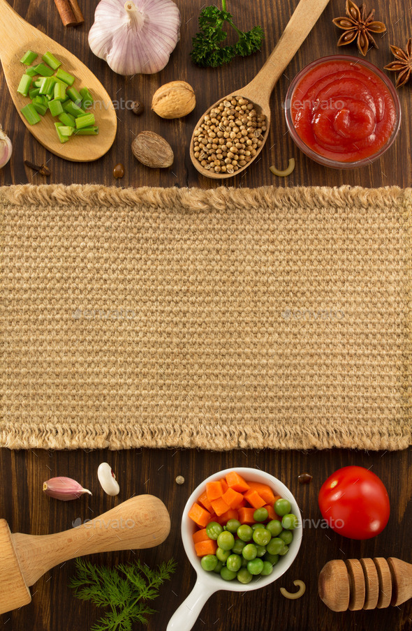 herbs and spices on wood (Misc) Photo Download