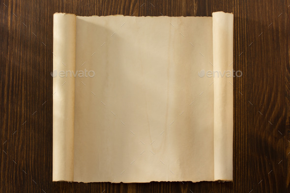 parchment scroll on wood (Misc) Photo Download